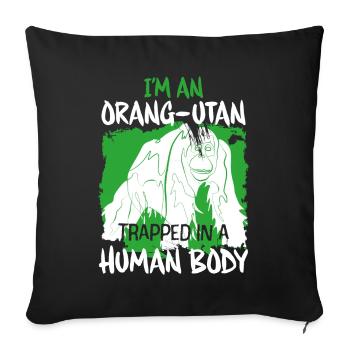 Singe Orang Outan - Housse de coussin décorative 45 x 45 cm - noir - Devant