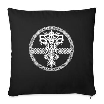 Symbole de marteau viking Odin Thor Rune Valhalla - Housse de coussin décorative 45 x 45 cm - noir - Devant