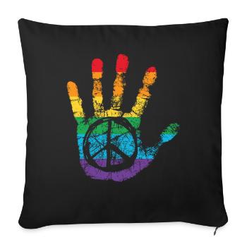 Signe de la paix Rainbow Hand Print - Housse de coussin décorative 45 x 45 cm - noir - Devant
