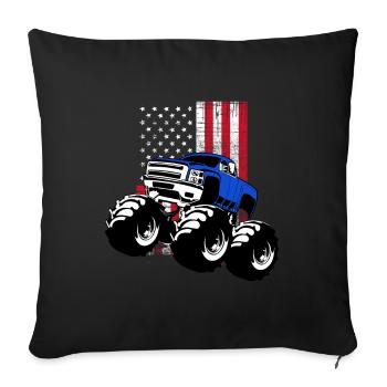 Drapeau des États-Unis Monster Truck Gift | Monster Truck - Housse de coussin décorative 45 x 45 cm - noir - Devant