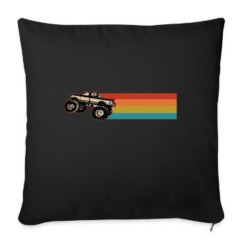 Cadeau voiture monstre camion rétro | Monster Truck - Housse de coussin décorative 45 x 45 cm - noir - Devant