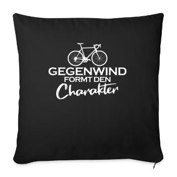 Gegenwind formt den Charakter - Sofakissenbezug 45 x 45 cm - Schwarz - Vorne