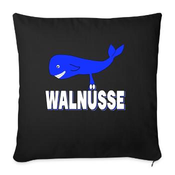 Walnüsse - Lustig Hoden Nüsse Wal Nuß Eier - Sofakissenbezug 45 x 45 cm - Schwarz - Vorne