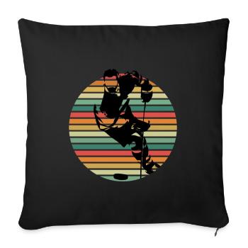 Chemise cadeau rétro vintage hockey sur glace - Housse de coussin décorative 45 x 45 cm - noir - Devant