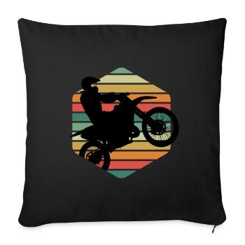 Retro Old School Motorcycle Gift T-Shirt - Sofa pillowcase 17,3'' x 17,3'' (45 x 45 cm) - black - Front
