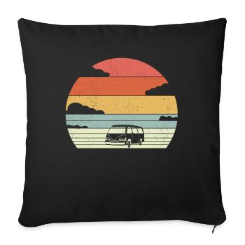 Retro Campervan Vintage Caravan Camping Van - Housse de coussin décorative 45 x 45 cm - noir - Devant