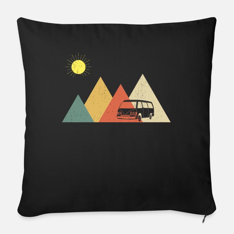 Retro Campervan Vintage Caravan Camping Van - Sofakissenbezug 45 x 45 cm - Schwarz