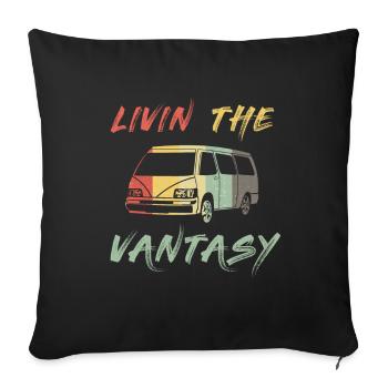 Retro Campervan Vintage Caravan Camping Van - Sofakissenbezug 45 x 45 cm - Schwarz - Vorne