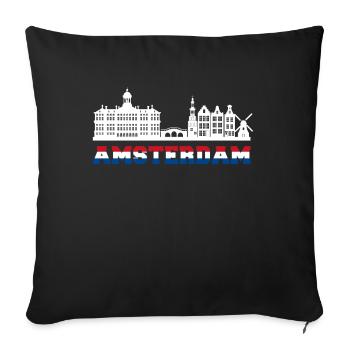 Amsterdam skyline Pays-Bas vacances - Housse de coussin décorative 45 x 45 cm - noir - Devant