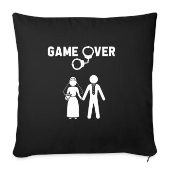 Game Over Mariage Mariage Fiançailles Mariage Couple - Housse de coussin décorative 45 x 45 cm - noir - Devant