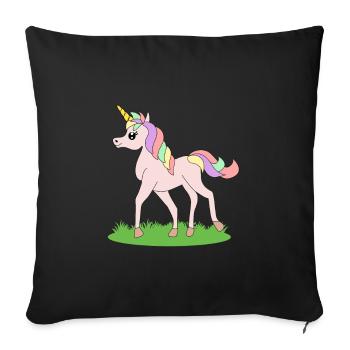 Licorne fantaisie cheval idée cadeau - Housse de coussin décorative 45 x 45 cm - noir - Devant