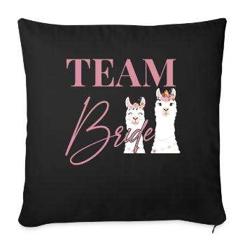 Équipe mariée équipe mariée alpaga lama mariage jga - Housse de coussin décorative 45 x 45 cm - noir - Devant