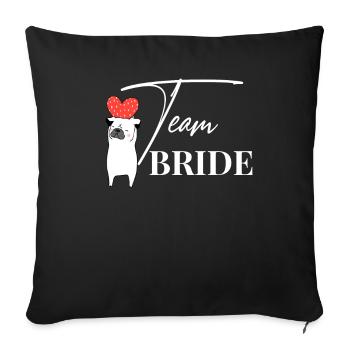 Mariage de l'équipe mariée mariée Pug JGA fête de mariage - Housse de coussin décorative 45 x 45 cm - noir - Devant