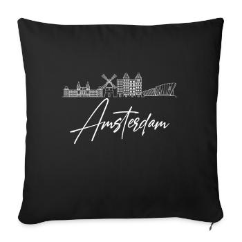 Amsterdam skyline Holland Netherlands City Trip - Sofa pillowcase 17,3'' x 17,3'' (45 x 45 cm) - black - Front