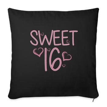 Sweet 16 th Geburtstag Party Geschenk - Sofakissenbezug 45 x 45 cm - Schwarz - Vorne