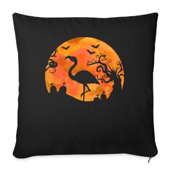 T-shirt flamant Halloween cadeau flamant rose - Housse de coussin décorative 45 x 45 cm - noir - Devant