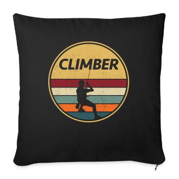 Retro Klettern Geschenk I Kletterpark Kletterer - Sofakissenbezug 45 x 45 cm - Schwarz - Vorne