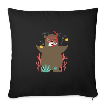 Ours plongeon plongée cadeau de plongée - Housse de coussin décorative 45 x 45 cm - noir - Devant