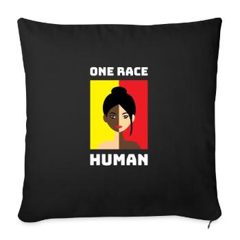 One race: Human - Anti Rassismus Design - Sofakissenbezug 45 x 45 cm - Schwarz - Vorne