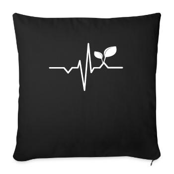 Vegan's heartbeat - Sofa pillowcase 17,3'' x 17,3'' (45 x 45 cm) - black - Front