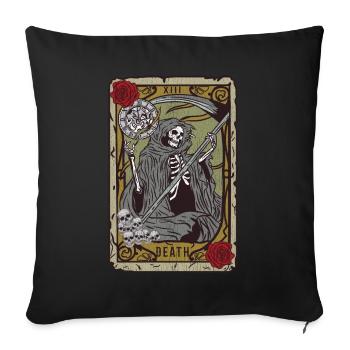 Grim Reaper Tarot T-Shirt Satan Occult Devil Heath - Sofa pillowcase 17,3'' x 17,3'' (45 x 45 cm) - black - Front