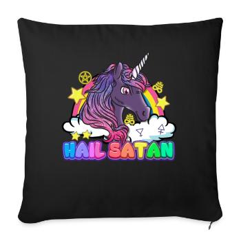 Je vous salue Satan licorne arc-en-ciel diable Halloween - Housse de coussin décorative 45 x 45 cm - noir - Devant
