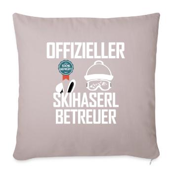 Offizieller Skihaserl Betreuer - Sofakissenbezug 45 x 45 cm - helles Taupe - Vorne