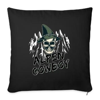 Alpen Allgäu Cowboy Totenkopf Berge Heimat - Sofakissenbezug 45 x 45 cm - Schwarz - Vorne