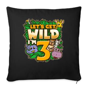 I'm 3 Dinosaur Safari Birthday T-Shirt - Sofa pillowcase 17,3'' x 17,3'' (45 x 45 cm) - black - Front