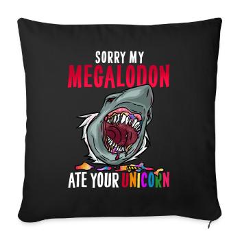 Megalodon T-Shirt Licorne Fossiles de Dino Primitif - Housse de coussin décorative 45 x 45 cm - noir - Devant
