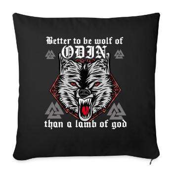 Viking Odin T-Shirt Lutte De Loups Fort Honneur Barbare - Housse de coussin décorative 45 x 45 cm - noir - Devant