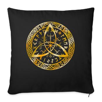 Masque viking symbole masque bataille bataille Odin - Housse de coussin décorative 45 x 45 cm - noir - Devant