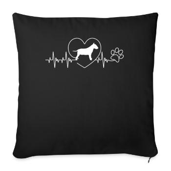 Cadeau de patte d'amour de coeur de coeur de Bull Terrier - Housse de coussin décorative 45 x 45 cm - noir - Devant