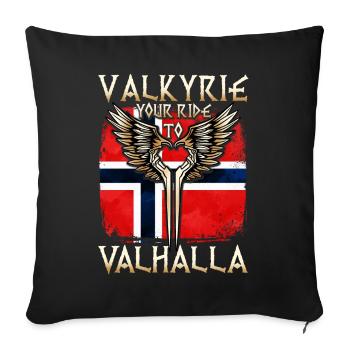 Viking Walhalla T-Shirt Valkyrie Norway Wings - Sofa pillowcase 17,3'' x 17,3'' (45 x 45 cm) - black - Front