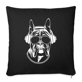 Music Party Headphones DJ Dog Disco Sunglasses - Sofa pillowcase 17,3'' x 17,3'' (45 x 45 cm) - black - Front