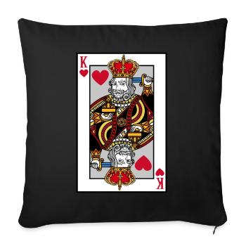 Blackjack Herz König T-Shirt Karten Poker Geld - Sofakissenbezug 45 x 45 cm - Schwarz - Vorne