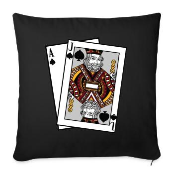 Blackjack Pik Ass Bube T-Shirt Karten Poker Geld - Sofakissenbezug 45 x 45 cm - Schwarz - Vorne