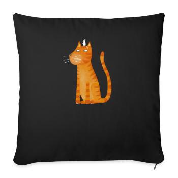 ginger cat and mouse - Sofa pillowcase 17,3'' x 17,3'' (45 x 45 cm) - black - Front