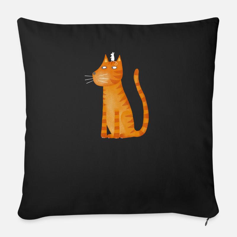 ginger cat and mouse - Sofakissenbezug 45 x 45 cm - Schwarz