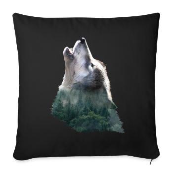 Wolf Heulend Wald Berg Mystik Jagd Natur Geschenk - Sofakissenbezug 45 x 45 cm - Schwarz - Vorne