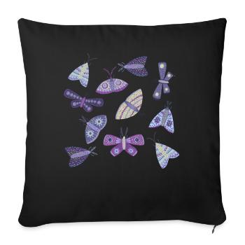 Moths - Sofa pillowcase 17,3'' x 17,3'' (45 x 45 cm) - black - Front