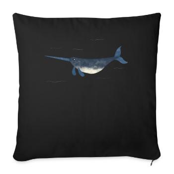 Narwahl - Sofa pillowcase 17,3'' x 17,3'' (45 x 45 cm) - black - Front