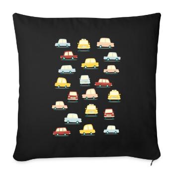 Voitures anciennes - Housse de coussin décorative 45 x 45 cm - noir - Devant