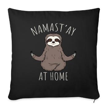 Cadeau de méditation yoga paresseux Namaste At Home - Housse de coussin décorative 45 x 45 cm - noir - Devant