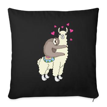 Alpaca Lama sloth love heart friends gift - Sofa pillowcase 17,3'' x 17,3'' (45 x 45 cm) - black - Front