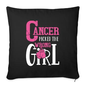 Le cancer a choisi la mauvaise fille - Housse de coussin décorative 45 x 45 cm - noir - Devant