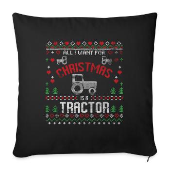 Tracteur de Noël Noël moche - Housse de coussin décorative 45 x 45 cm - noir - Devant