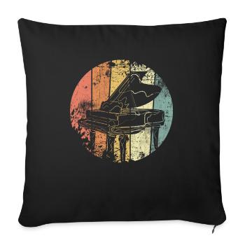 Piano rétro - Housse de coussin décorative 45 x 45 cm - noir - Devant