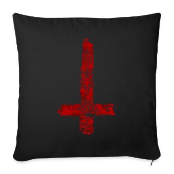 Cross Satanism T-Shirt Devil Pagan Religion 666 - Sofa pillowcase 17,3'' x 17,3'' (45 x 45 cm) - black - Front