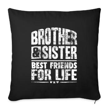 Frère et soeur Meilleurs amis pour la vie - Housse de coussin décorative 45 x 45 cm - noir - Devant